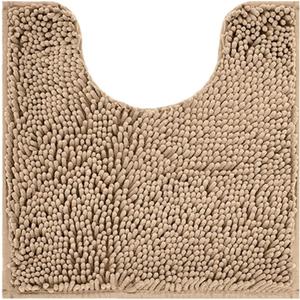 Toilet Base Mat U-Shaped Contour Toilet Rug Bathroom Rugs Extra Thick Non Slip Bath Mat for Bath Room Floor Restroom U 20"x23" Khaki
