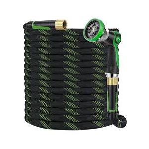 Non-Expanding Garden Hose 75 ft, Lightweight Hose & Flexible Water Hose With 10-Pattern Spray Nozzle, Kink-Free Design, Durable Leakproof Yard Outdoor Hose, Portable Storage Strap, 75 Feet