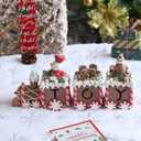 Christmas Gingerbread Man Train Decorations, 1Pc Clay Dough Xmas Snowman with Cookie Red White Figurines for Tabletop Christmas New Year Winter Holiday Birthday Party Home Decorations