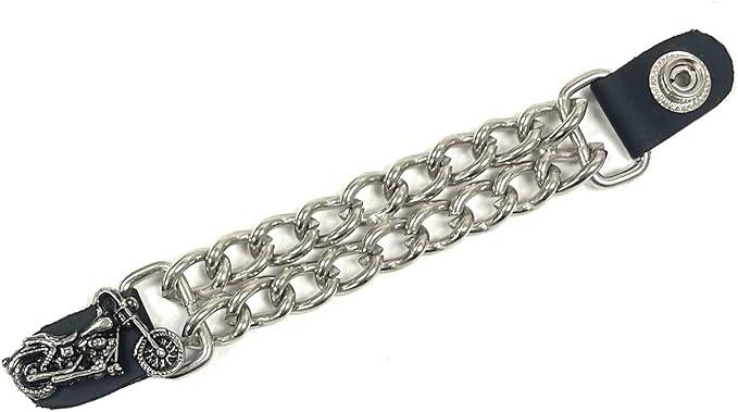 UNIK Men's Motorcycle Chunky Double Chain Vest Extender w/Leather Snaps