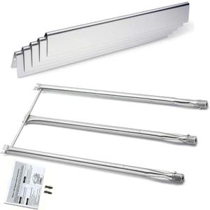 Hisencn Grill Parts Replacement for Weber Spirit E310, Spirit 700, Genesis Silver/Platinum B C, Weber 900 (with Side Control Knobs), 7508 Stainless Steel Burner 28 1/8" and 7537 Flavorizer Bar 22 1/2"