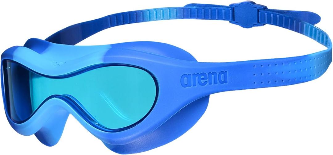 ARENA Unisex Kids Spider Swim Mask Boys and Girls Ages 2 to 5, Anti-Fog Non-Mirror Lens, Easy to Use Strap Wide View Snug Fit (Lightblue/Blue/Blue)