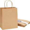 Juvale Brown Gift Bags with Handles - 12-Pack Large, Brown, 8 x 4.75 x 10 In, 120 GSM Paper - Paper Gift Bags Bulk for Party Favors & DIY Decorating & Branding