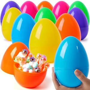 JOYIN 24 Pcs Large Plastic Easter Eggs, 6 Inches Colorful Jumbo Eggs Fillable for Easter Themed Hunt Basket Stuffers Fillers Filling Treats Party Favor Classroom Prize Supplies