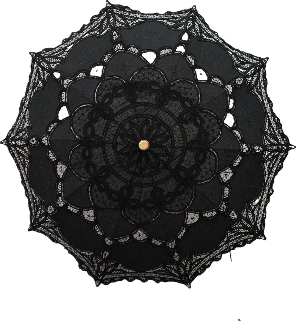 Handmade Black Lace Parasol Umbrella Wedding Bridal 30 Inch Adult Size