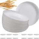 12 Pcs Unbreakable Deep Dinner Plates Set, 10 inch Reusable Plastic Wheat Straw Plates, Microwave and Dishwasher Safe Plate for Kitchen, Lightweight Plate for Dessert, BPA Free, White