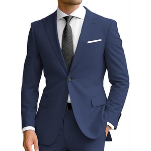 Wangyue Men's Tuxedo Top for Men One Button Blazer Formal Business Jacket Suit for Wedding Prom Dinner, Navy Blue, XXL