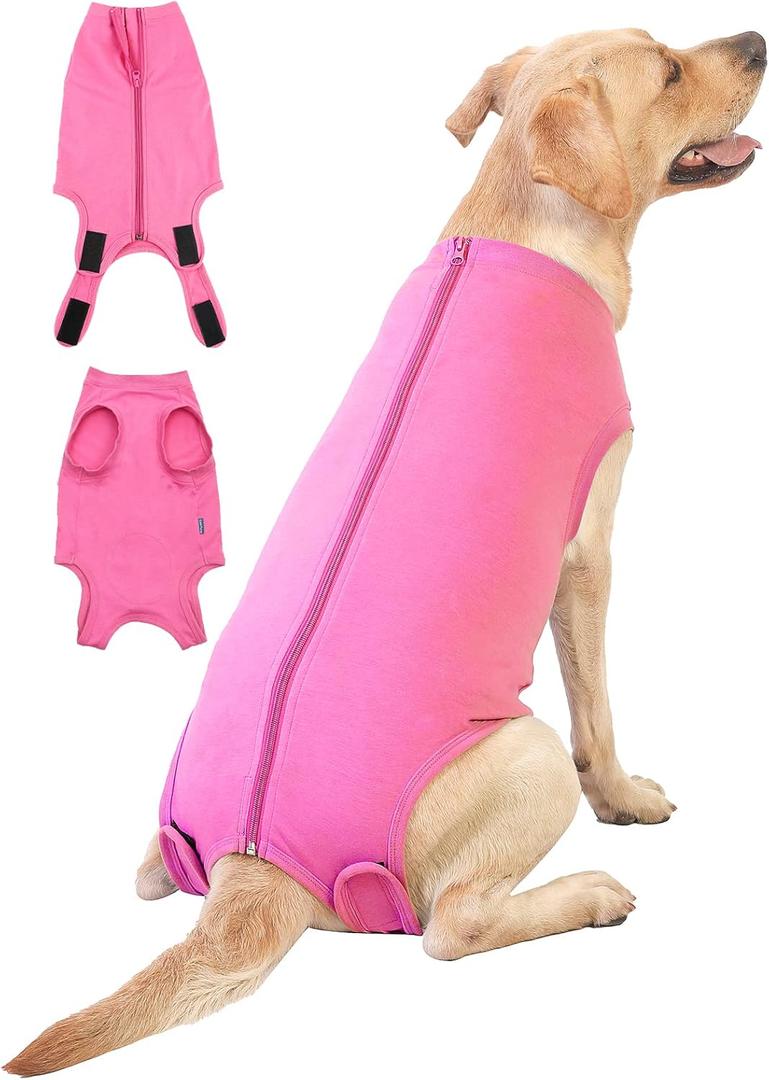 Dog Surgery Recovery Suit - After Spay, Abdominal Wounds Post Surgical Recovery, Anti Licking Breathable Dog Onesies for Small, Medium & Large Pet, Alternative Bandages Cone E-Collar (3XL (Back length: 25.6"))