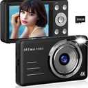 Forc Digital Camera, FHD 4K 64MP Point and Shoot Kids Digital Cameras with 64GB Card, 18X Zoom, Anti Shake, Compact Small Camera for Kids Gifts for Teens Girls Boys (Black-Enhanced version)