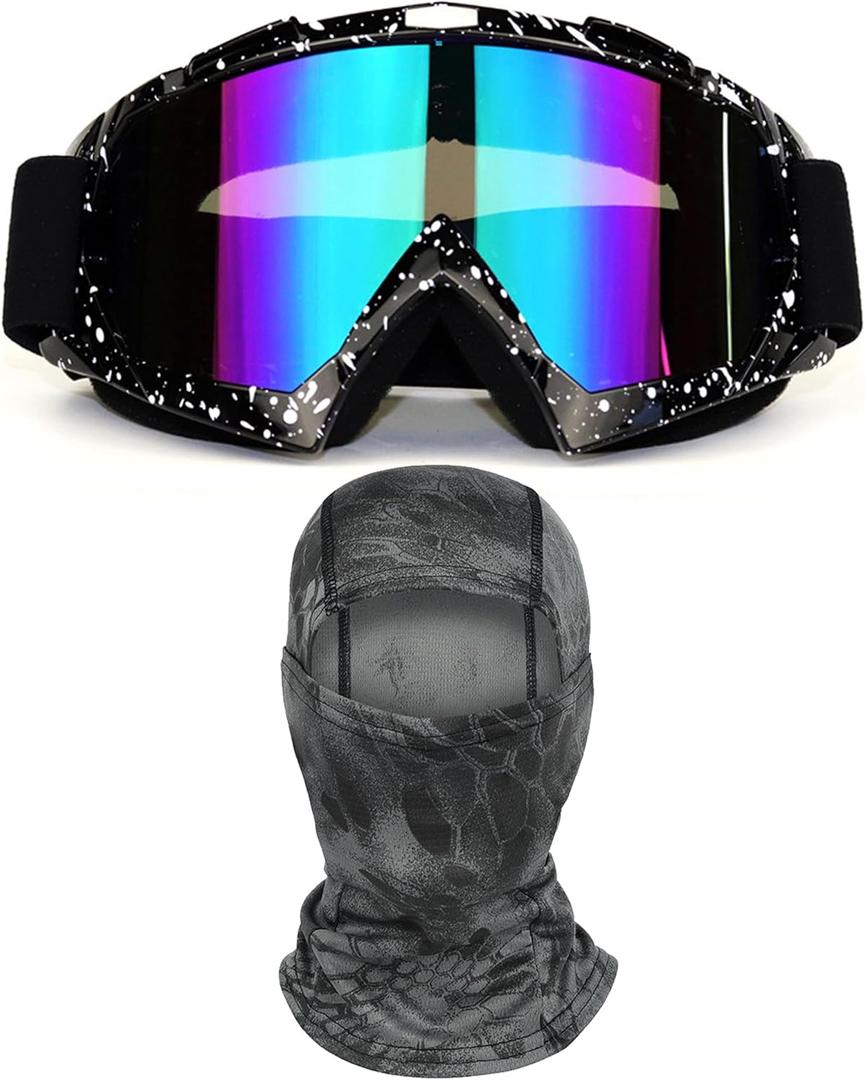 Motorcycle Dirt Bike Goggles Windproof Dustproof ATV Racing Ski Goggles Protective Safety Glasses with Balaclava Mask