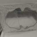 Vintage Mirrors for Wall Decor 16 X 24 Inch, Distressed White | Hanging Carved Wood Wavy Antique Oval Mirror, Rustic Curvy Mirror for Entryway Bathroom, Horizontal or Vertical