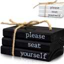 Farmhouse Bathroom Decor - Funny Rustic Wooden Mini Books for Your Restroom Shelf - The Perfect Small Decorative Accent for The Guest Bathroom - Black