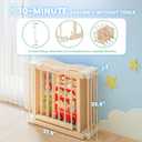 Foldable Wooden Playpen - Adjustable Wood Baby Play Yard with Child-Proof Lock, Indoor Large Safety Fence for Babies and Toddlers - Easy Assembly, 55 x 55 x 24 inches, Animal Bus, Natural