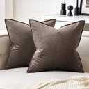 MIULEE Pack of 2 Decorative Velvet Throw Pillow Cover Soft Pillow Cover Soild Square Cushion Case for Sofa Bedroom Car 18x 18 Inch Dark Coffee 45x 45cm Dark Coffee