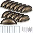 12 Pack Bin Cup Drawer Pulls Brass Bronze Cabinet Cup Pulls Bronze Cabinet Pull Kitchen Cabinets Hardware Drawer Handles Knobs - 3 Inch Hole Centers Furniture Handles