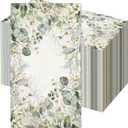 Greenery Floral Paper Hand Towels for Bathroom 100PCS Disposable Guest Flower Napkins with Leaf Design, Decorative Dinner Napkins for Wedding Birthday Bridal Shower Baby Shower Party & Table Decor (4X8Inches)