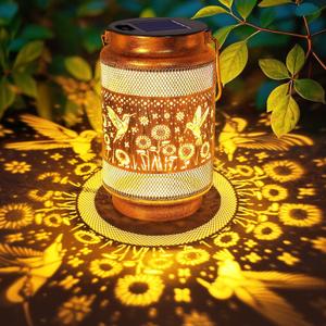 Hummingbird Solar Lanterns Outdoor Waterproof Garden Decor, Birthday Gifts for Women Mom Grandma, Metal Hanging Solar Lights for Outside Yard Patio Pathway Backyard
