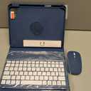 Wenlaty for iPad A16 11th/10th Generation Case with Keyboard & Mouse, 360 Rotating Magnetic Detachable Cover with Pencil Holder, 7-Color Backlit Keyboard and Mouse for iPad 11 inch/10.9", Navy Blue