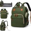 Diaper Bag with Changing Station, Waterproof 3 in 1 Baby Diaper Backpack with Foldable Changing Pad, Large Travel Back Pack for Girl Boy, Green