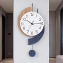 Decorative Modern Wall Clock with Pendulum, Silent Quartz Battery Operated, Large Wall Clocks for Living Room, Kitchen, Home, Bathroom, Bedroom - 11.5x22.5 Inch