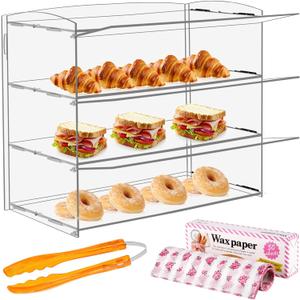 Acrylic Display Case Bakery Pastry Display Case 19x9x15inch Retail Display Counter Cases Acrylic Display Shelf Donut Cookie Display Cabinet Plastic Case