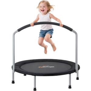 Ativafit 36inch Elastic Band Big Handle Toddler Trampoline for Kids Ages 2-6 Indoor Outdoor Mini Trampoline with Safety Padded Cover Fun for Kids