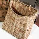 Boho Woven Wall Hanging Basket Water Hyacinth Flat Back Basket for Front Door, Wall Mounted Storage & Entryway Organizer, Rustic Farmhouse Wall Decor, Housewarming Gift