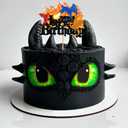 Dragon Cake Topper for Boys Girls Baby Shower Fire-breathing Dragon Knight Castle Party Supplies Glitter Dragon Happy Birthday Cake Decorations