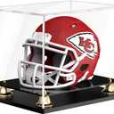 Mini Football Helmet Display Case Self-Assembly Dustproof Acrylic Display Case for Mini Football Helmet Baseball Motorcycle Helmet with Metal Bell Base (8.3x6.3x7.1 inch)