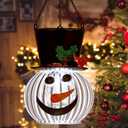 VEWOSTAR Christmas Snowman Solar Lanterns Outdoor Hanging Solar Lantern Metal Waterproof Decor Snowman Lamp with Glass Ball Solar Lights for Garden Patio Yard Decor(15.7” H* 5.9” W)