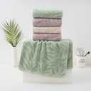 Pidada Hand Towels Set of 2 Leaf Pattern 100% Cotton Absorbent Soft Decorative Towel for Bathroom (Green)