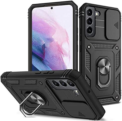 Fetrim Case for Galaxy S22 Plus, Camera Cover Phone Case with Rotation Ring Stand for Samsung Galaxy S22 Plus - Black