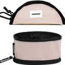 Portable Dog Bowls with Clasp,Foldable Outdoor Dog Water Bowls Leak Proof Pet Feeding Dish Hiking Accessories for Camping Traveling Walking (Pink)