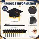 2 x Resurhang 24 Pack Graduation Cap Ballpoint Pens Bulk Class of 2026 Black and Gold Graduation Party Favors Pens with Grad Caps for Grad Gifts School Office Party Supplies Student Gifts