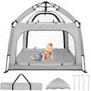 Bend River Portable Baby Playpen with Canopy, Infant Play Yard, Beach Tent, Mosquito Net for Indoor and Outdoor (Grey)