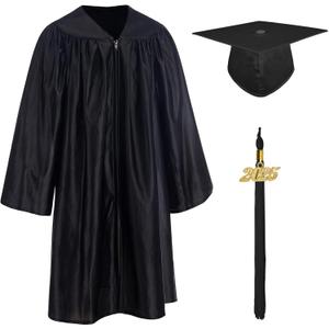 LDIWEE Shiny Kindergarten and Preschool Graduation Cap and Gown, Tassel and 2023 Charm (27, Black)