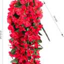 Faux Bougainvillea Artificial Flowers Plants for Outdoor Outside Decoration, 2 PCS Red Fake Flowers UV Resistant Look Real Silk Long Trailing Vines for Front Door Porch Planter Urn Patio Garden Yard