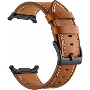 fGalaxy Watch Ultra Bands 47mm Leather for Men Women (2024), No Gaps Business Leather Wristband Replacement Strap for Samsung Galaxy Watch 7 Ultra 47mm, Light Brown