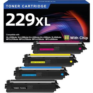 TN229XL 229XL TN229 High Yield Toner Cartridge Compatible Replacement for Brother TN229XL TN229 Works with Brother MFCL3720CDW L3780CDW L3765CDW HLL3220CDW L3280CDW L3300CDW Printer (4Pack Color)