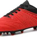 DREAM PAIRS Mens Sport Flexible Athletic Lace Up Light Weight Outdoor Cleats Football Soccer Shoes (6.5, Red/Black)