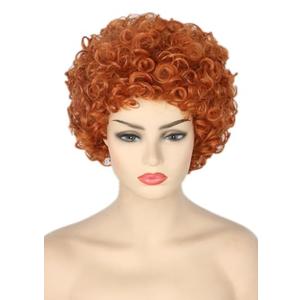 Topcosplay Unisex Reddish Brown Short Curly Afro Wig Halloween Costume Cosplay Party Wigs