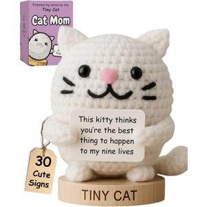 Cat Lover Gifts for Women - Positive Crochet Animal with 30 Cute Signs | Cat Mom Gift for Women for Birthday, Mothers Day | Funny Fur Mama Stuff Present Ideas for Cats Lady | Present Idea for Friends