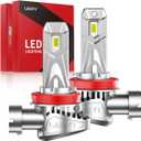 H11 Bulbs, 30000lm 800% Brightness 2025 Upgrade Super Bright 6000K Cool White H8/H9 Fog Light Bulbs, Real 1:1 Mini Size with Cooling Fan, Plug and Play Non-Polarity, Pack of 2