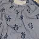 GORGLITTER Women's Boho Peasant Tops Gingham Floral Embroidered Flounce Long Sleeve Button Up Shirt Casual Blouses Blue X-Small