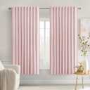 MIULEE Baby Pink Back Tab Blackout Curtains 63 Inch Length 2 Panels Set for Living Room Bedroom Privacy, Rod Pocket/Pinch Pleat Thermal Insulated Room Darkening Pleated Light Blocking Drapes