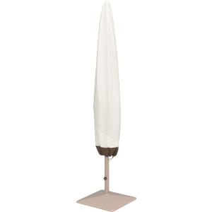 Amazon Basics Outdoor Patio Umbrella Cover, Waterproof Fabric Protects Against Rain and UV, All-Season Protection, Beige/White, 7" x 23" x 76"