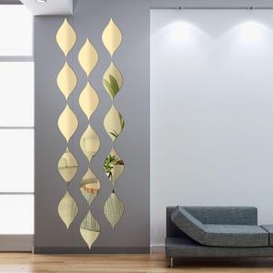 Amyhill 15 Pack Teardop Mirror Stickers Wall Decor Decals Wavy Acrylic Mirror Removable Wall Stickers 3D DIY Art for Living Room Bathroom Home Decoration, 11.8 x 6.6 Inch(Teardrop,Gold)