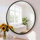 Round Bathroom Mirror 28", Wall Mirror with Aluminum Alloy Thin Frame, Bathroom Mirrors for Over Sink, Bedroom, Living Room, Entryway, Black