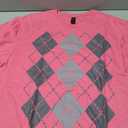 Preppy Plaid Argyle Stylish & Fun Faux Sweater Design T-Shirt, Pink