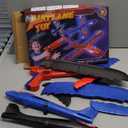 Cool Airplane Launcher Toy with Glowing Eyes & Web-Pattern Wings,2 Flight Modes Outdoor Games for Kids,Boys Toys Age 3-12,Birthday Gifts for 3 4 5 6 7 8 9 10 11 12 Year Old,Kids Gift(Red&Blue&Black)